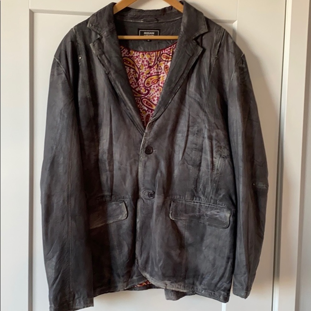 Missani Gray Leather Jacket
